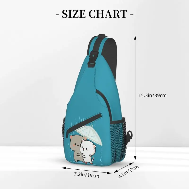 Casual Mochi Cat Peach And Goma Sling Bags for Cycling Camping Men Crossbody Chest Backpack Shoulder Daypack