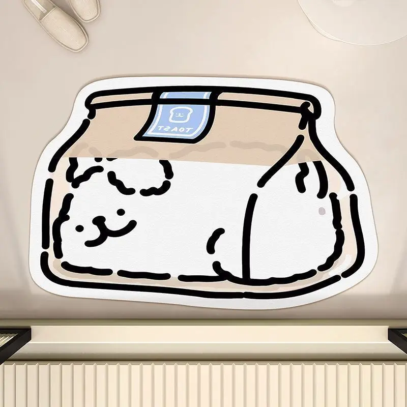 Diatom mud floor mat non-slip quick-drying water-absorbing cute animal cartoon home foot mat toilet bathroom toilet mat