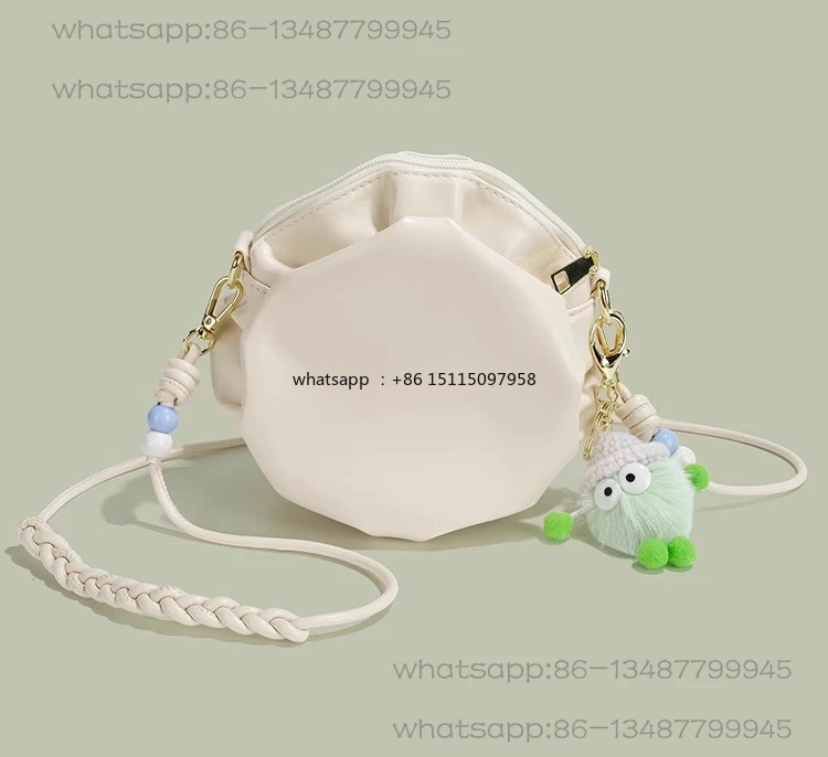

Cute girl pleated small round bag high-end small bag shoulder messenger bag