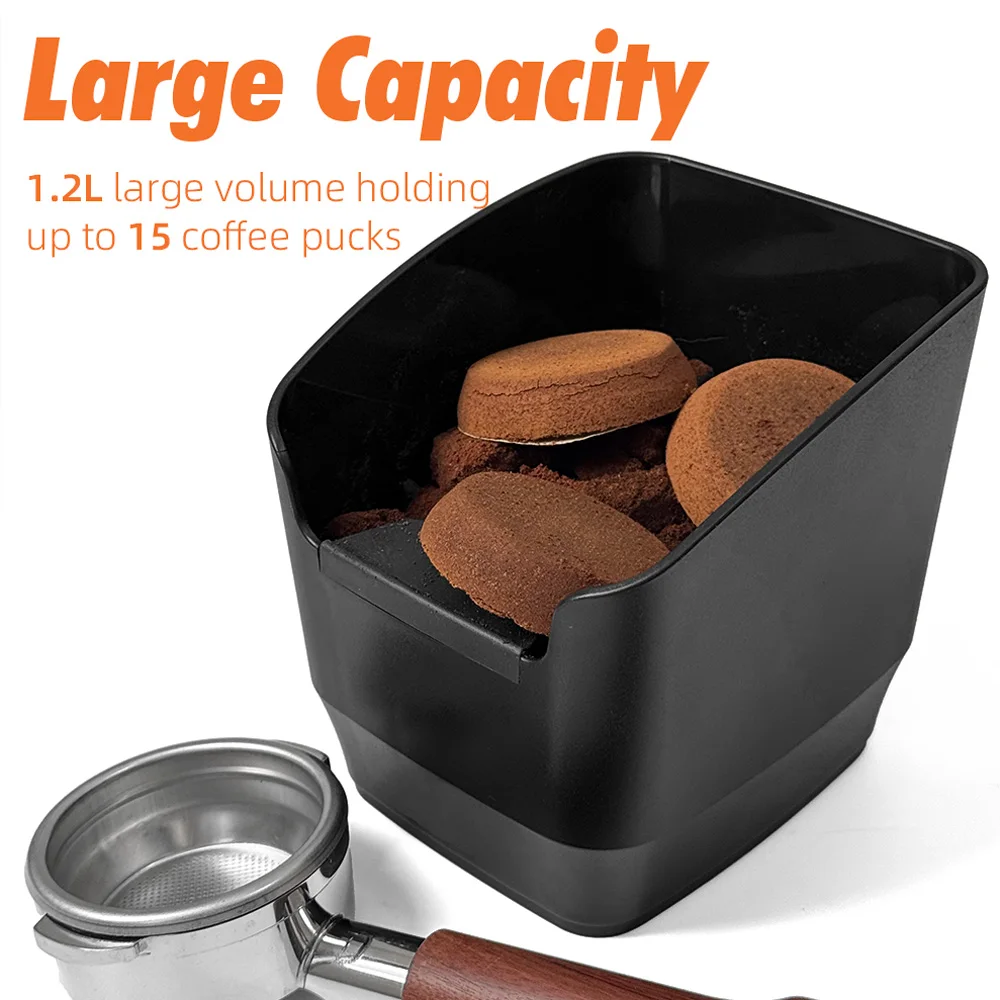 Coffee Knock Box Enlarged Bevel Coffee Grind Dump Bin Anti-slip Espresso Pucks Container Espresso Grounds Organizer Barista Tool