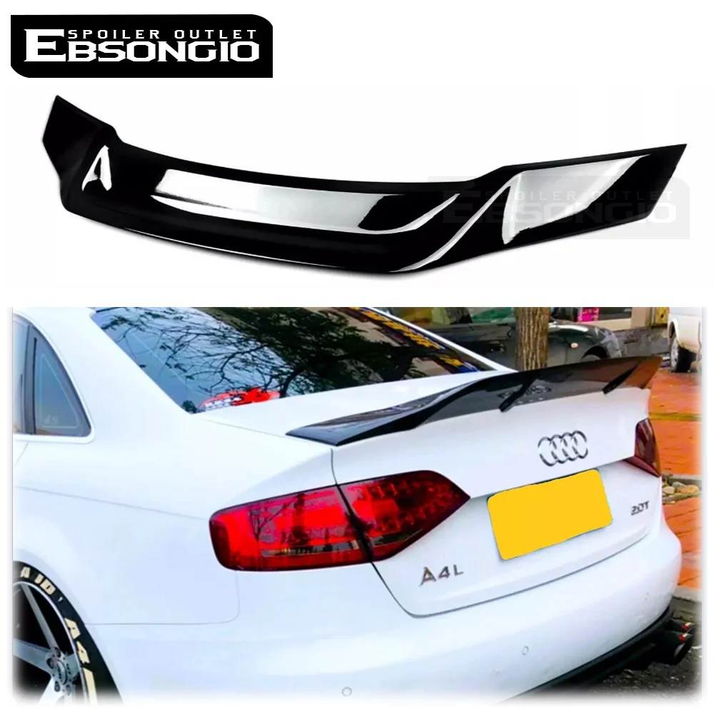 

For Audi A4 B8 B8.5 Saloon R Style ABS Gloss Black Rear High Kick Ducktail Boot Spoiler 2009-2016