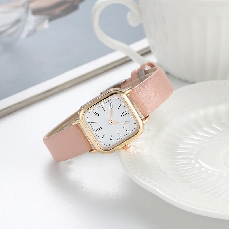 

2024 New Pure Fresh Color All-in-one Simple Senior Ladies Belt Sweet Girl Quartz Watch PU Leather