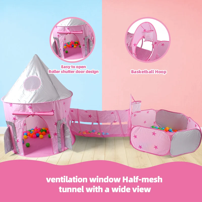 خيمة اللعب الخارجية للأطفال، نفق اللعب - حمام سباحة كروي للأطفال - يورت، لعبة صاروخ الفضاء، لعبة ترفيهية لمرح الأميرة الجنية، مساحة سرية للأطفال، ألعاب الشاطئ والعشب، هدية مثالية للعطلات، كرات المحيط، لا تشمل