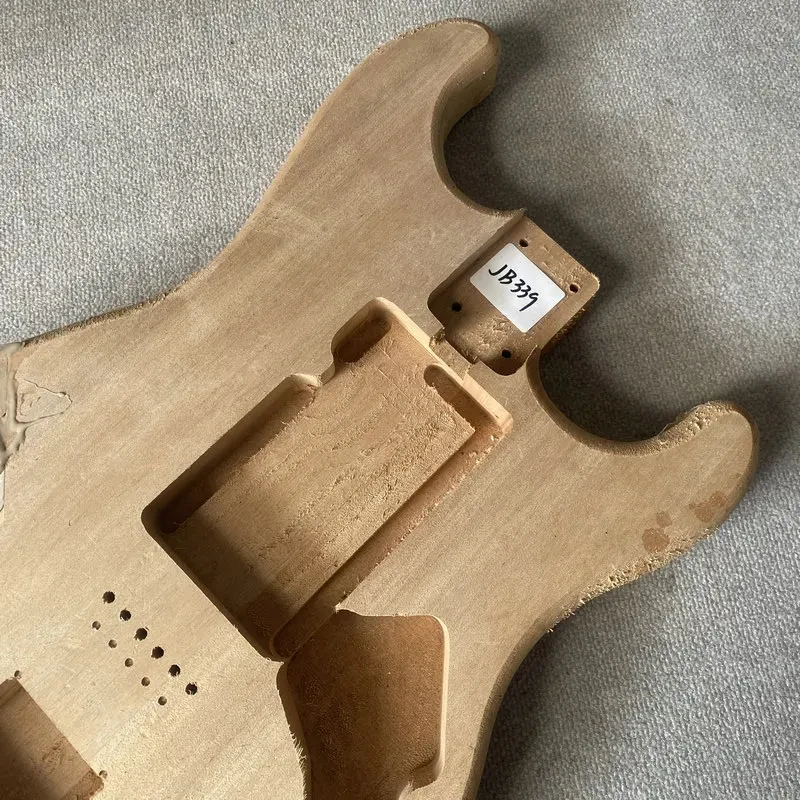 JB339 Unfinished String Through 6 Sting ST Electric Guitar Body Solid Wood Right Hand No Paints Trussrod From Neck Heel DIY