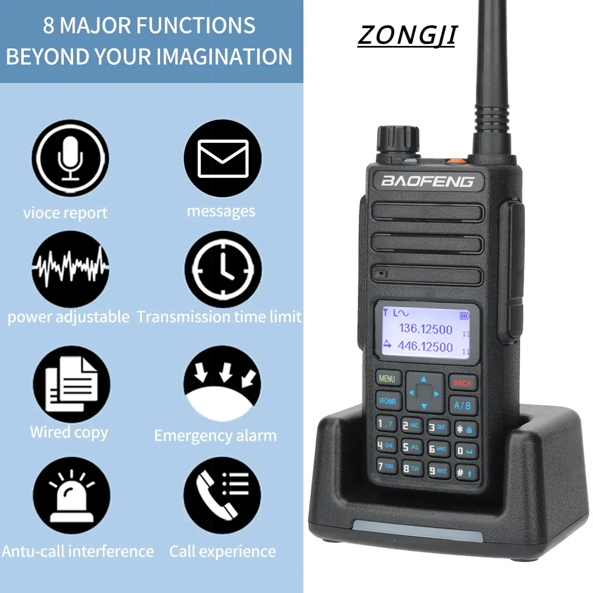 Baofeng DR 1801 Walkie Talkie DMR Radio dwuzakresowe z dwoma gniazdami czasowymi Radio cyfrowe DMR 1801 poziom I & II Przenośne radio dwukierunkowe