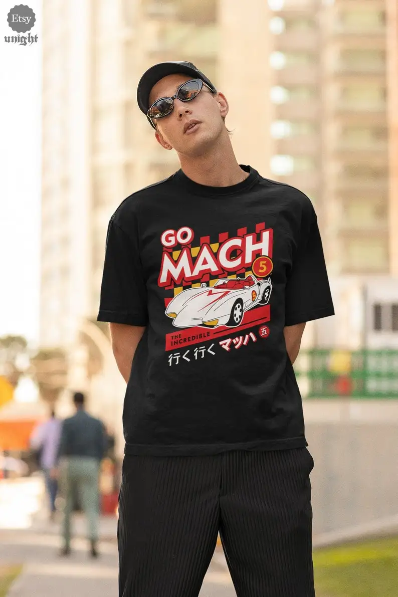 Unisex Speed Racer Mach 5 T-Shirt - Vintage Racing Anime Tee, Classic Car Series Top, Retro Japanese Manga Speedster Shirt, Icon