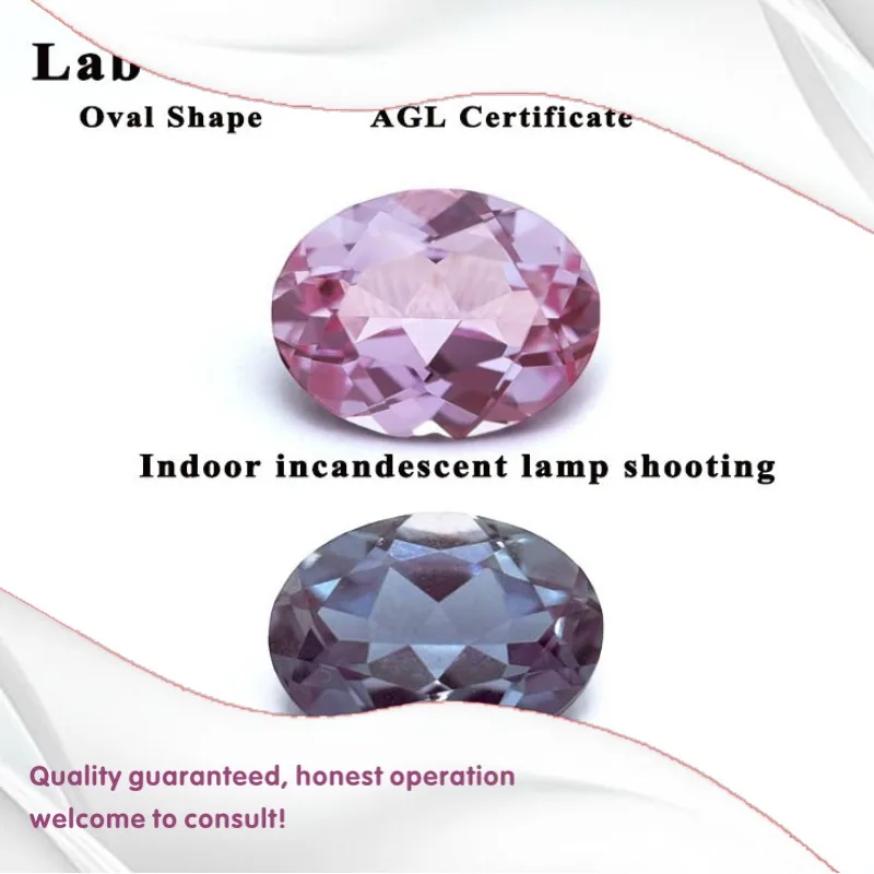 

Lab Grown Alexandrite Gem Oval Cut Purple Color Charms Beads for DIY Jewelry Making Materials Selectable AGL Certificate