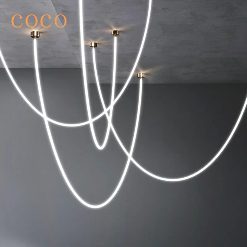 

360 Degree Illumination Chandelier Minimalist Long Lamp Art Lamps for Kitchen Hotel Lobby Villa Loft Design Interieur Light