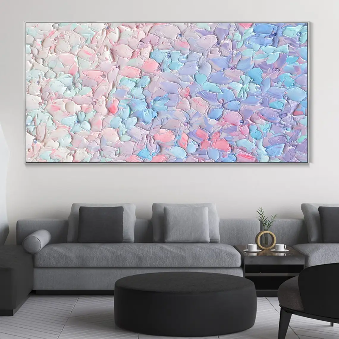 Abstract Colorful Large Hand Painted Oil Painting On Canvas Custom Living Room Big Wall Art Thick Painted Palette Knife Artwork