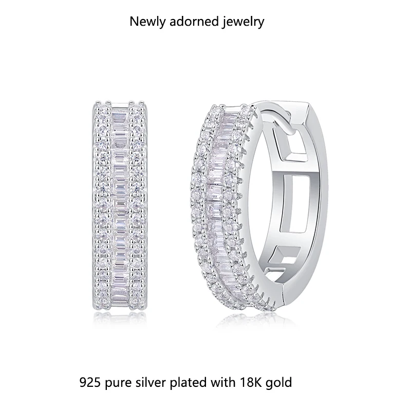 

Full Moissanite earrings, S925 sterling silver round cut, color VVS1, lab-created Moissanite earrings for women and men, suitabl