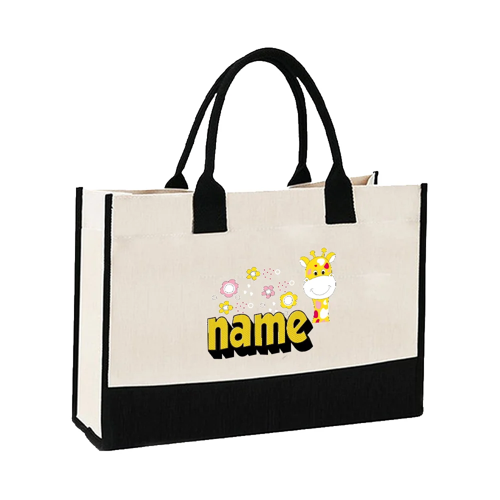 Customized Name Handbag Jute Bag Large Capacity Shopping Bag Environmentally Friendly Portable Storage Bag Customized Product