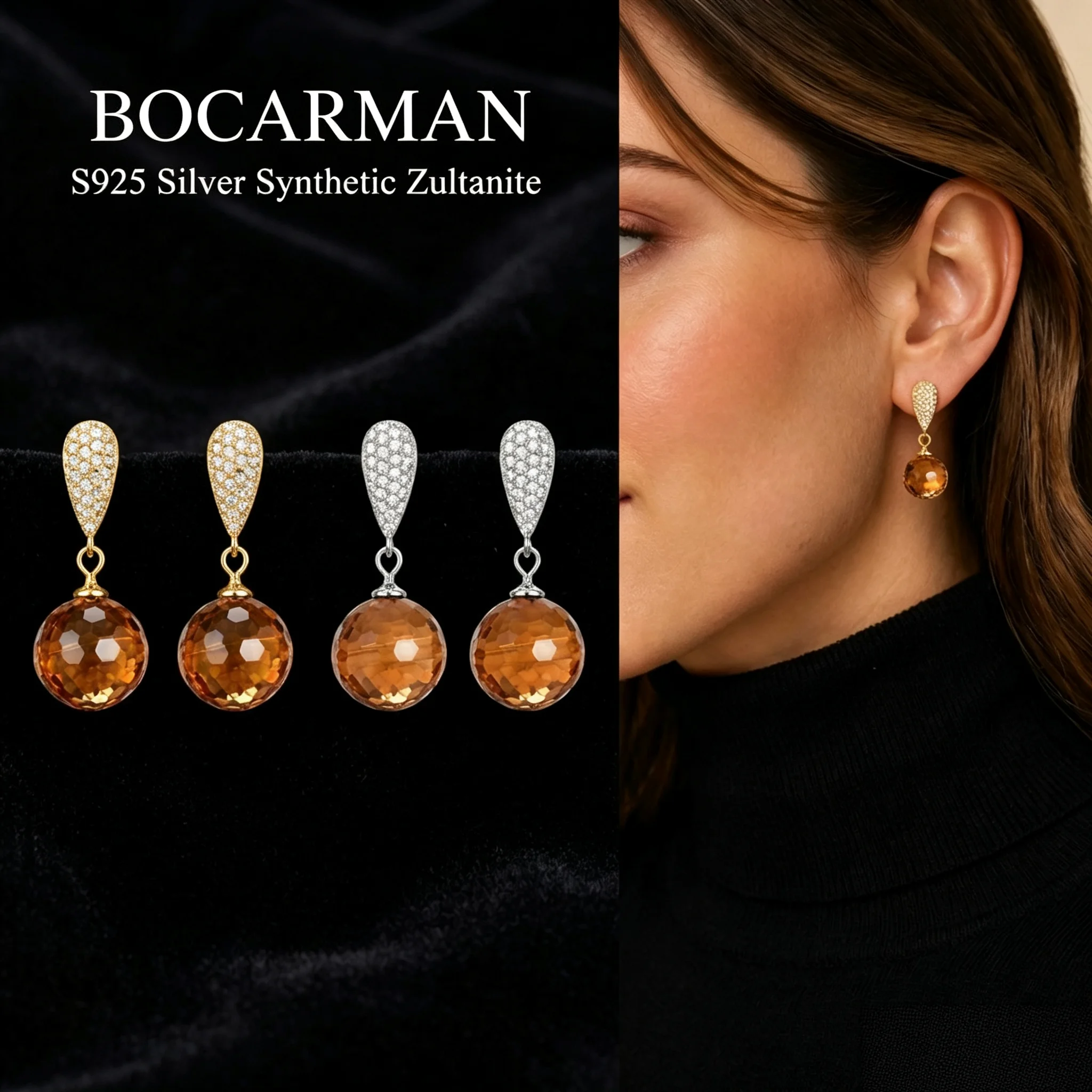 BBocarman S925 Silver Color Changing Sultanite Earrings Lab Created Diaspore Alexandrite Effect Hypoallergenic Jewelry Giftomen