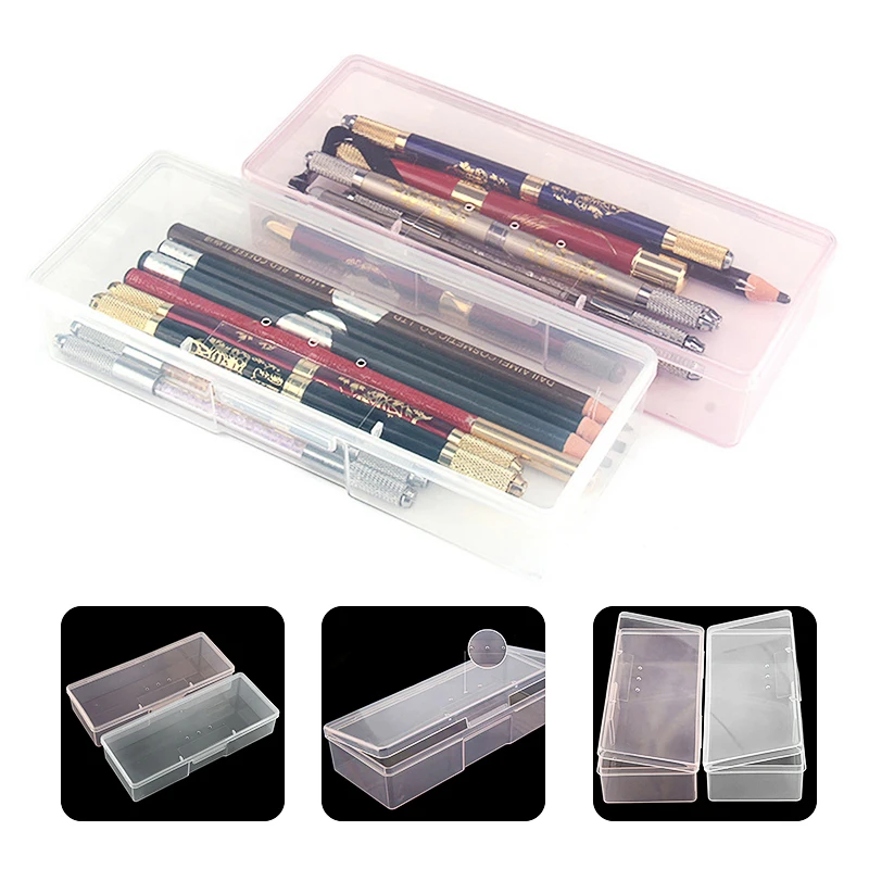 Nails Art Organizer Box Storage Tool Rectangle Storage Box Pen Brush Polishing Nail Buffer Files Plastic Container