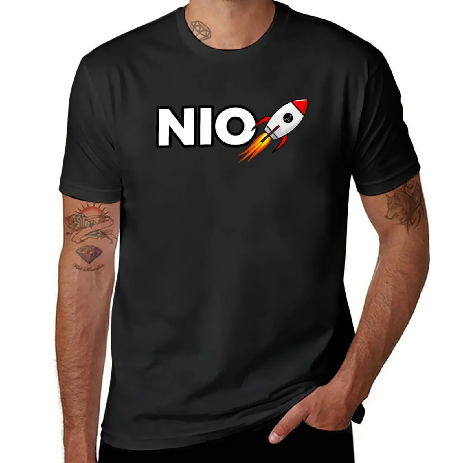 

NIO to the moon T-Shirt boys whites hippie clothes cotton graphic tees fitted t shirts for men