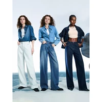 TOYOUTH Women Denim Jeans 2025 Spring New Acetate Wide Leg Mid Low Waist Slim Fit Straight Wide Leg Pants 5