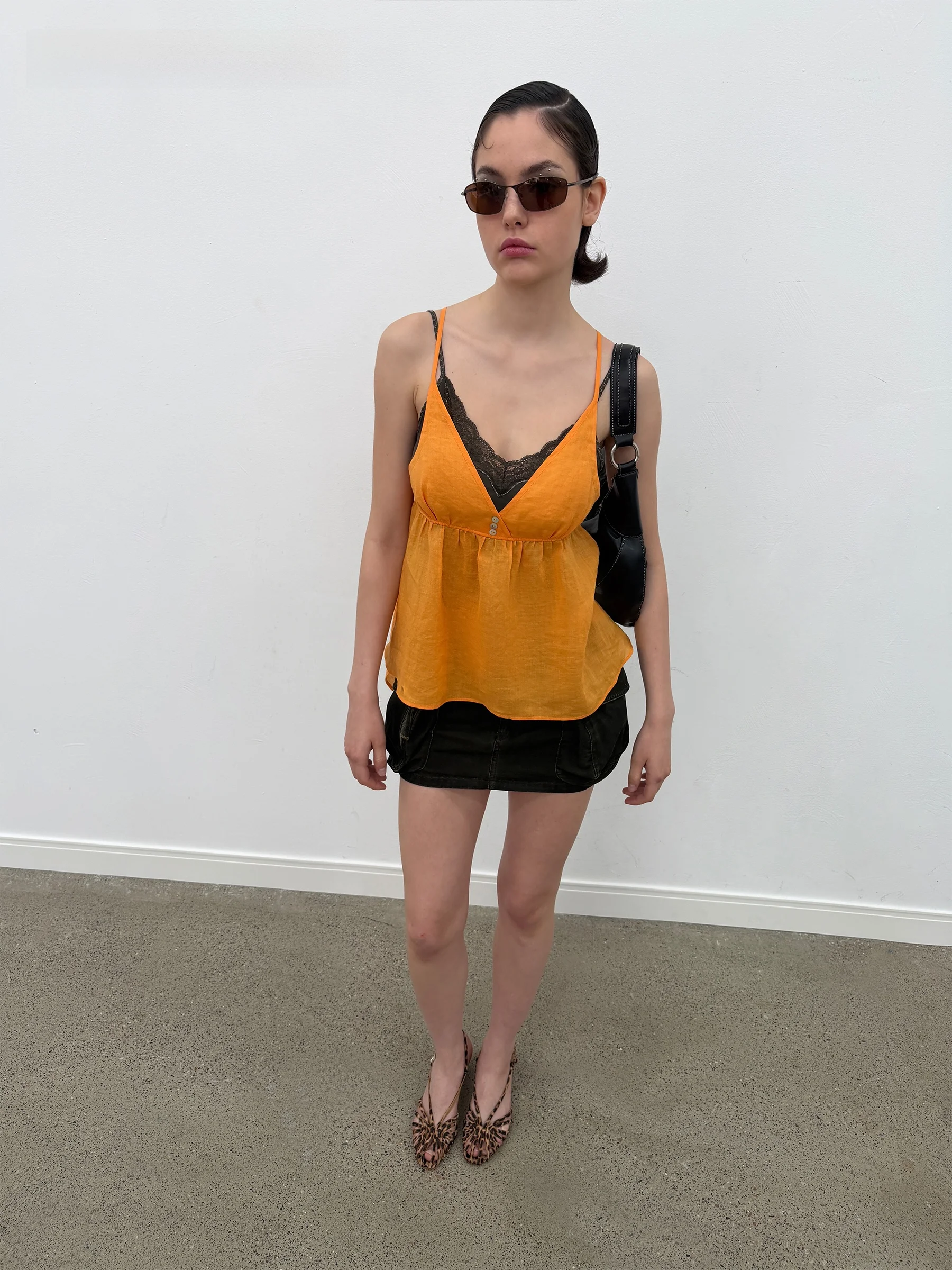 VERMO Summer Bright Color Linen Halter Top Cool Refreshing Can Be Worn over Or Single V-Neck Loose Fit Outerwear for Women