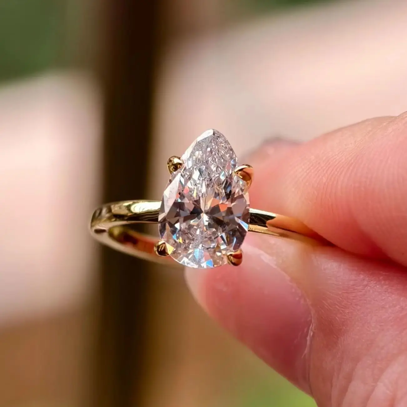 Pear Shaped 925 Sterling Silver 1ct 2ct 3ct Moissanite Engagement Ring for Woman Gold Plated Christmas Day Gift with Certificate view 5