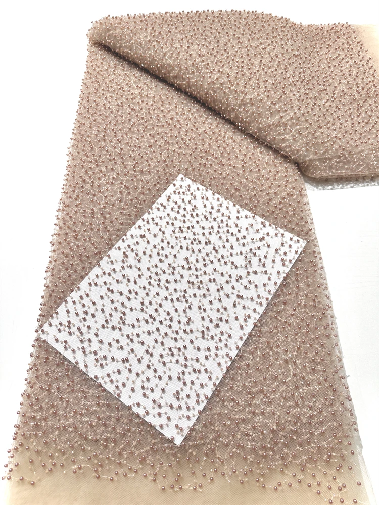 2025 Afrikaanse populaire mode handgemaakte borduurveters kralen netto kant parel hoge kwaliteit tule stof voor dames feestjurken