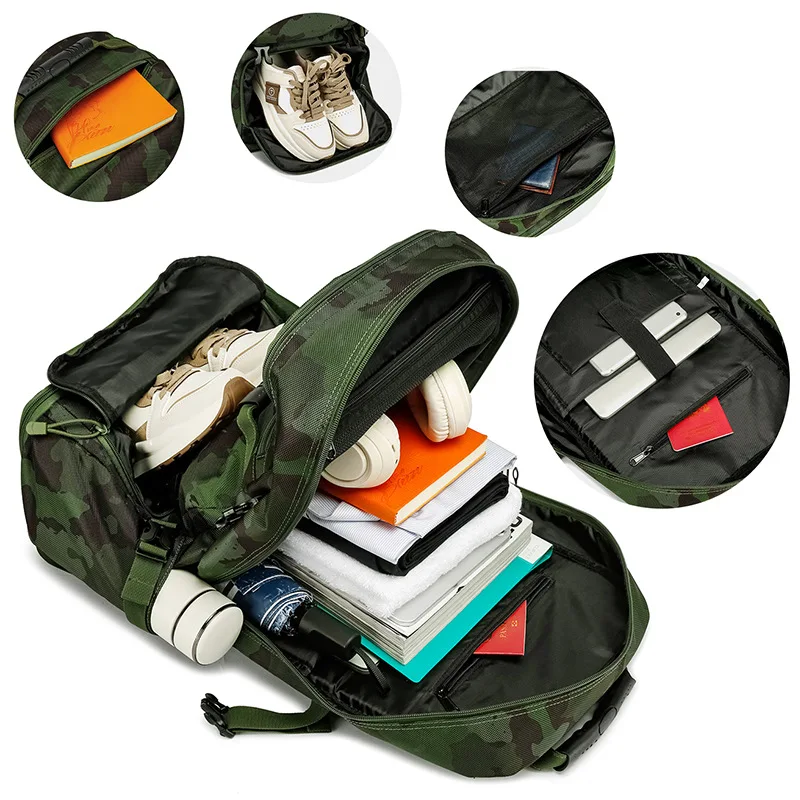 Imagem -05 - Oulylan-mochila Tática Impermeável Compartimento Independente de Sapato Mochila de Viagem Camuflagem Grande Capacidade Expansível