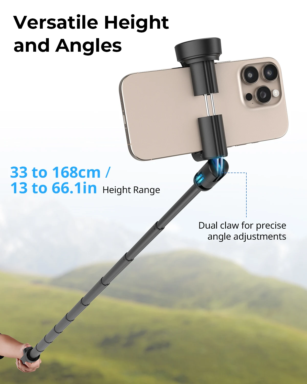 SmallRig ST30 One-Touch Deploy Selfie Stick Tripod Black and White can Choose 33 to 168cm with Remote Control Adjustable Holder