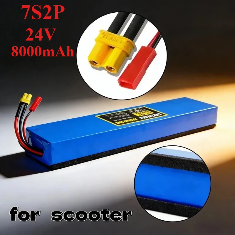 

Aleaivy 24V 8000mAh 7S2P Lithium Battery with Shock-Resistant Cotton–High-Capacity Replacement for 29.4V Scooter Durable Stable