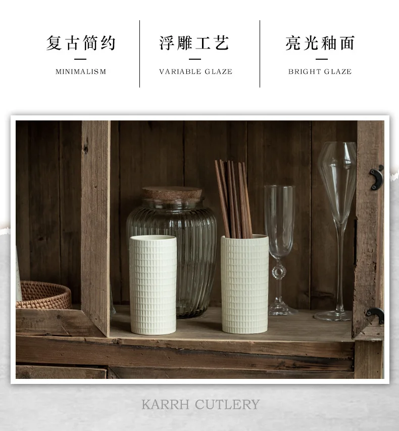 Description Picture 3 of itemEmbossed ceramic chopsticks spoon holders creative ins household drainage utensils storage kitchen supplies