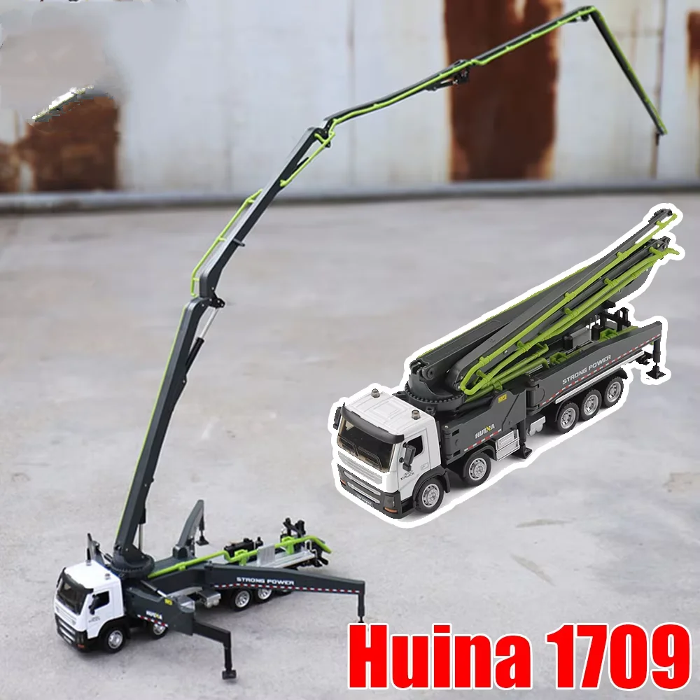 Huina 1709 1/50 camion pompe à béton jouets alliage modèle de voiture Simulation véhicule d'ingénierie hydraulique enfants jouets garçon cadeaux de noël