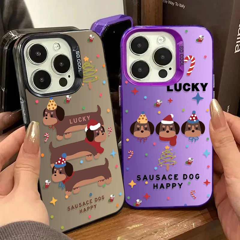 Cute Cartoon Dachshund Dog Case for Samsung Galaxy S25 Edge S24 S23 S22 S21 S20 Ultra Plus FE A56 A36 A26 A17 A07 Matte Cover