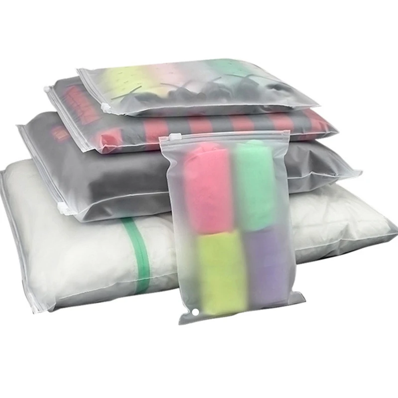 Zip Lock Plastic Bag Transparent Packaging Frosted Ziplock Pouch Sealing Zipper Organizer Travel Cloth Storage Packing Bag for