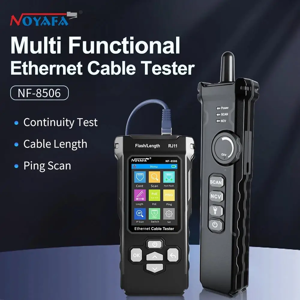 noyafa network cabo tester network cabo tester suporta ping test ip scan network port velocidade multifunction cabo tracker finding tool nf8506 01