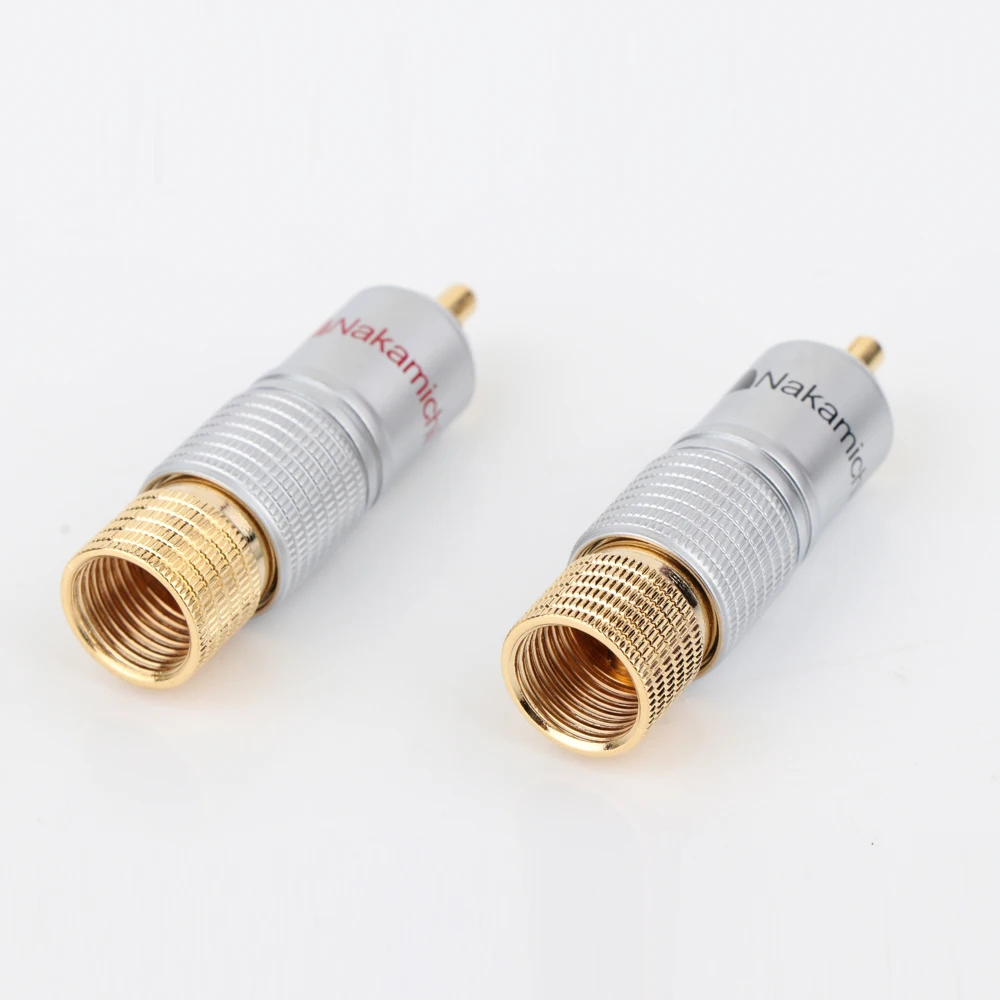 8 Pcs Nakamichi OFC conductor RCA Plug10mm aperture Audio Cable Connector 24K Glod Plated+ Shipping Free +100% New