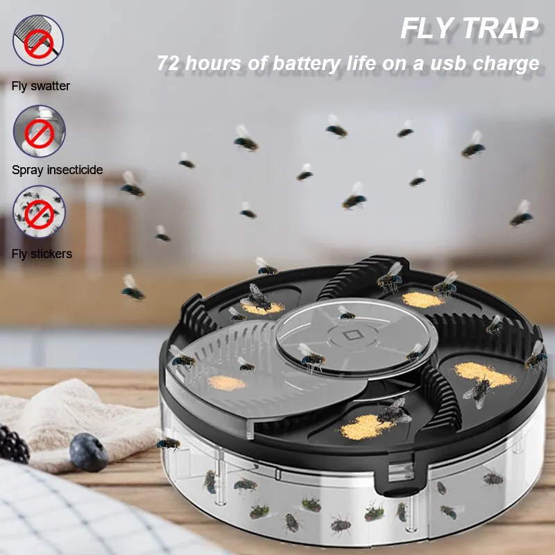 

Automatic Fly Killer USB Rechargeable Flycatcher Electric Pest Catcher Trap Indoor Outdoor Insect Killers for Kitchen Home