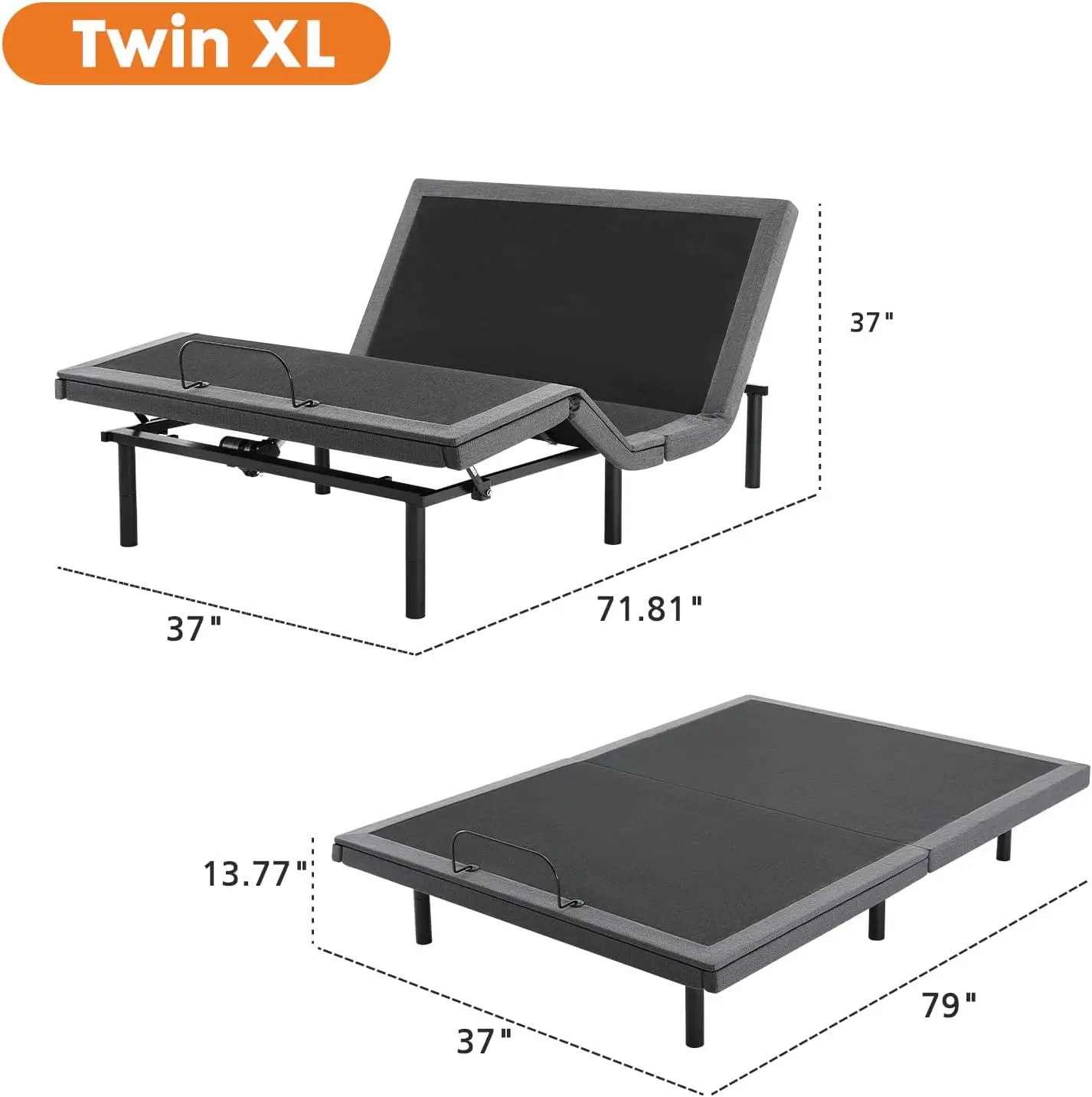 

Electric Bed Twin XL,Ergonomic Adjustable Bed Frame with Wireless Remote,Head and Foot Incline,Zero Gravity Bed with 2 USB Ports