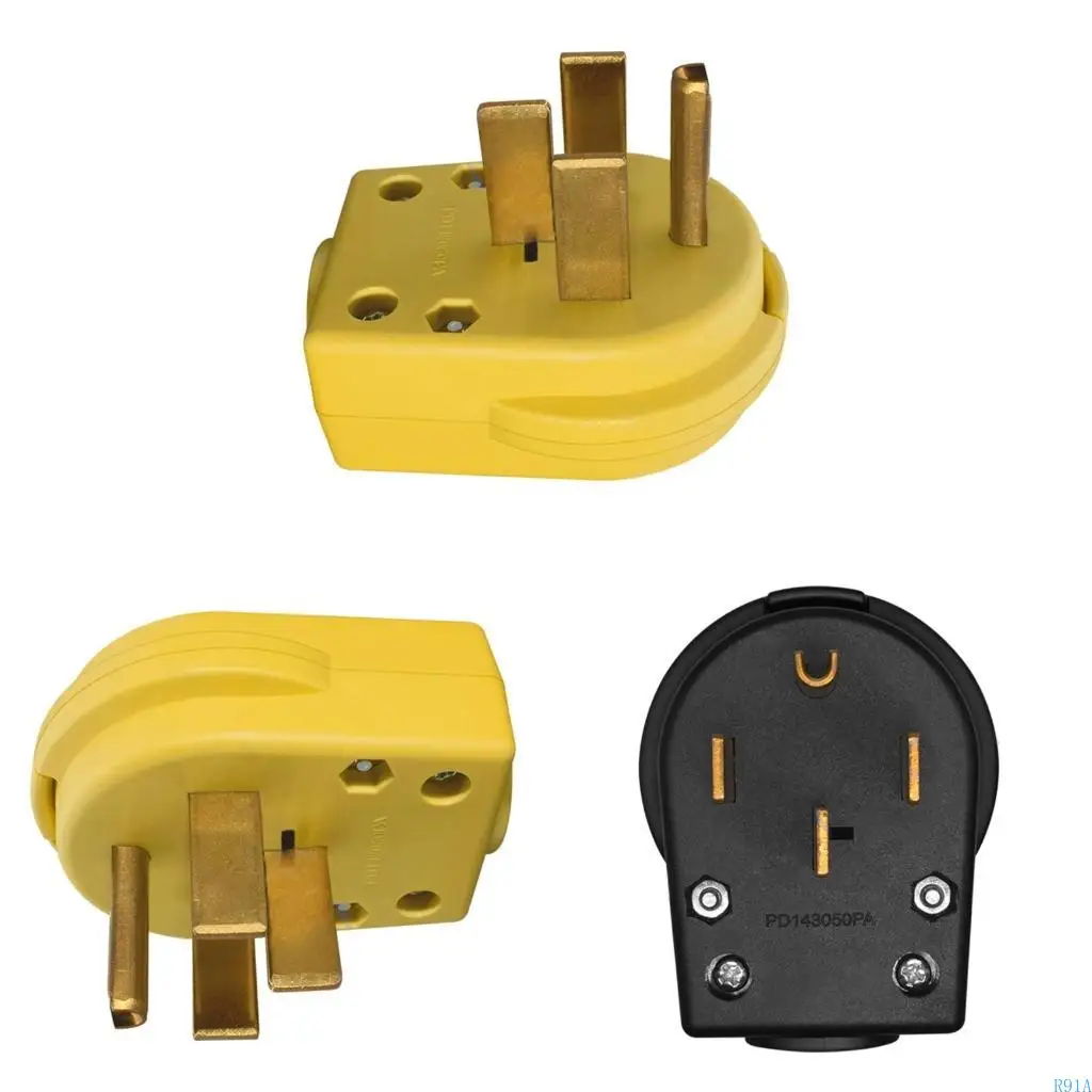 R91A 50A 125 250V Industrial NEMA 14 50P 4 Poles Plug For Dryer Ranges And Powerful