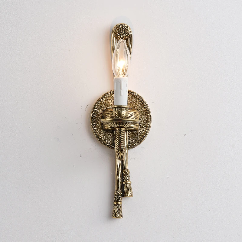 

American retro all-copper wall lamp, French bedroom bedside lamp, living room designer creative decorative lamp baroque