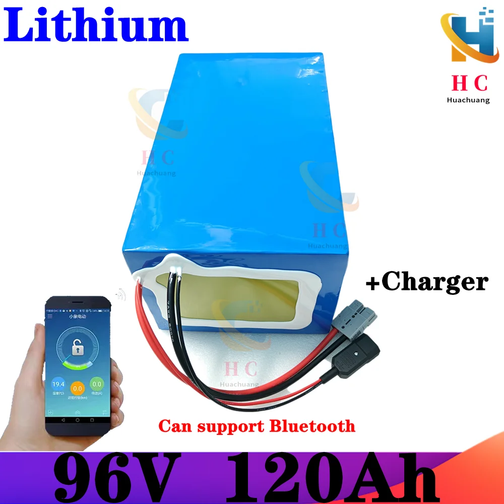 

96v 120ah Lithium Ion Battery Li Ion Bluetooth BMS APP For 5000W Motor Robot Scooter Bike Motorcycle AGV Bike + 10A Charger