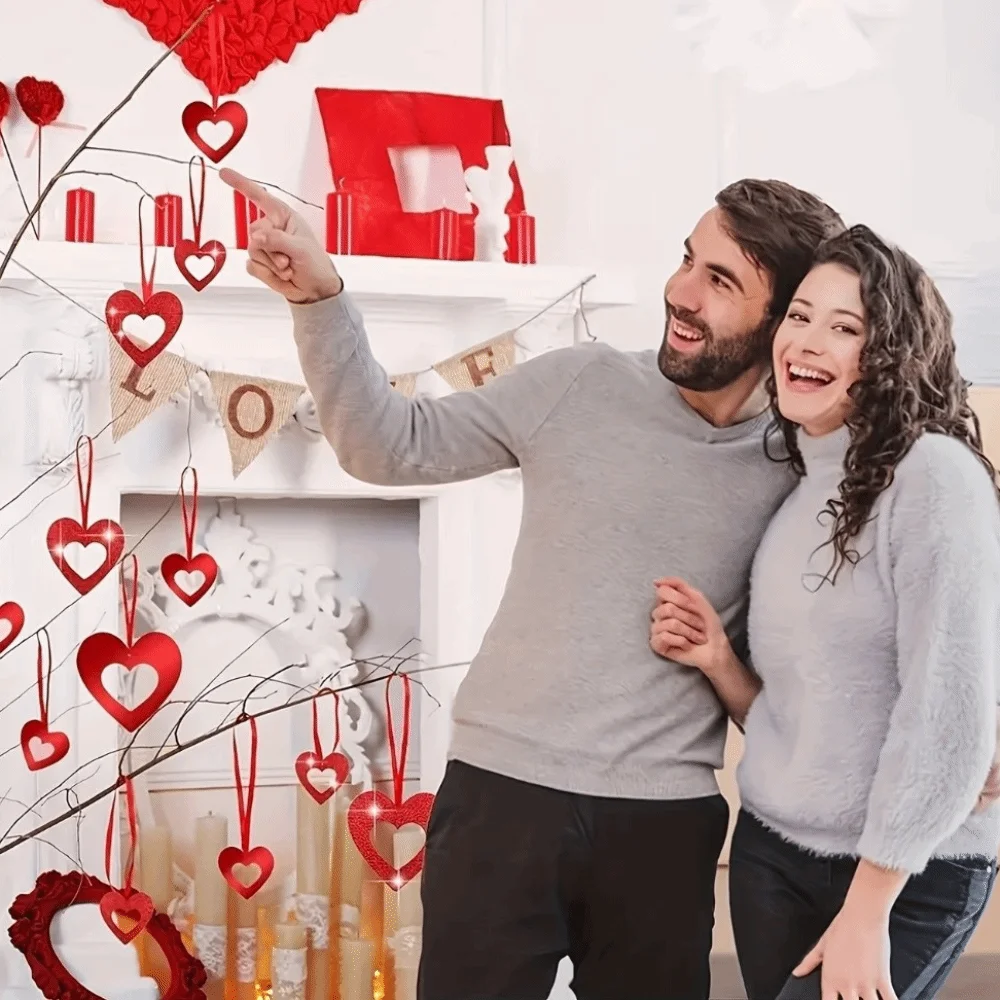 DIY Valentine's Day Love Pulling Laser Sequin Rain Curtain Pendant Heart String Garland Plastic Decorations