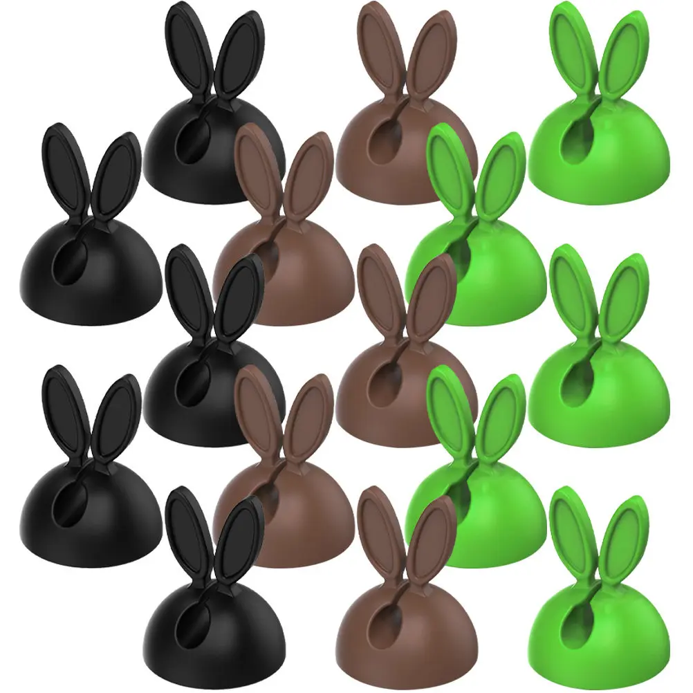 30Pcs Rabbit Ear Cable Clips – Self-Adhesive Plastic Cord Organizers for Desk, TV, Power Strip & Charging Cables