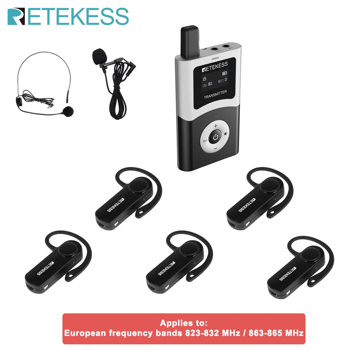 RETEKESS T130U Wireless Digital Interpretation System T131R Ear-hook Headphones 15g Ultra-Light  For Conference Interpretation