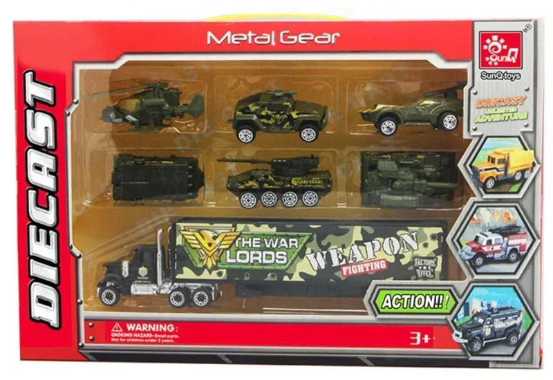 

7pcs/set Alloy collection Military vehicle set Tank Missile armored vehicle Helicopter Container truck model kids gift toy