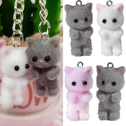 Cartoon cute Cat Keychain pile coating Solid Pendant Kitty Keyring Plush Key Chains Pet Lover Gifts Women Men Backpack Keys