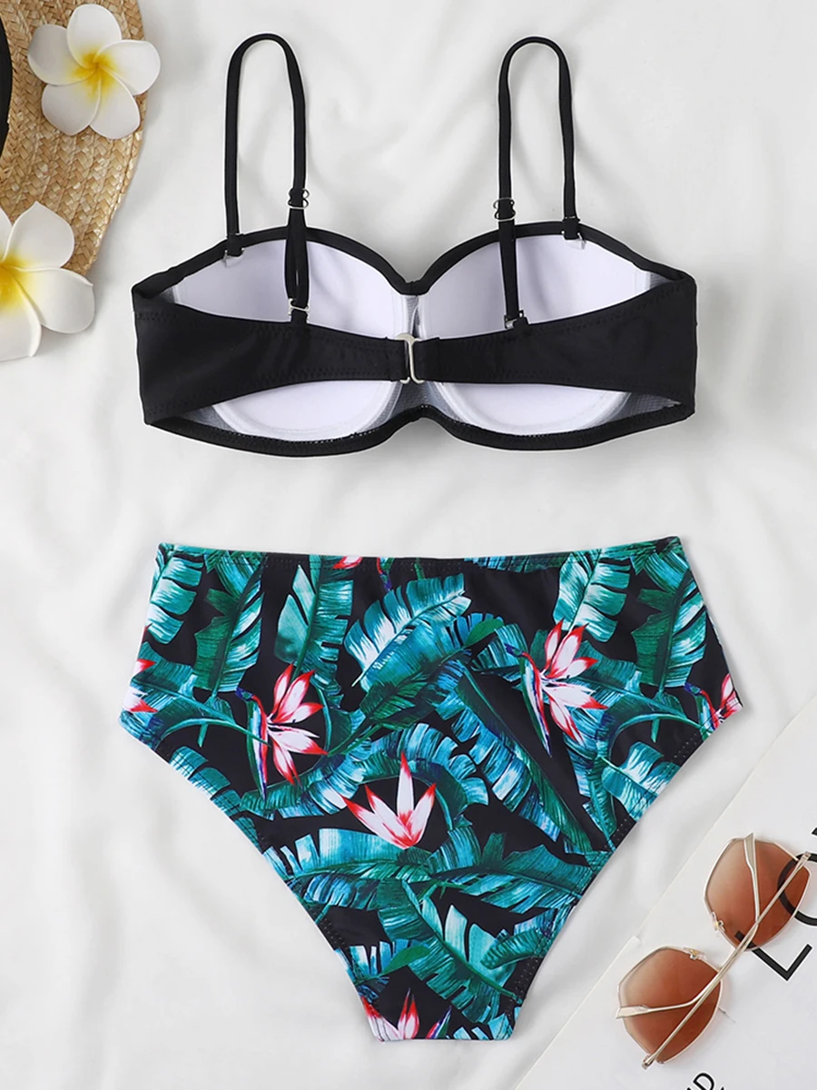 2026 Bandeau Swimsuit Women High Waist Bikini Printed Swimwear Female Padded Bathers Bathing Swimming Swim Suit Beachwear - view 4
