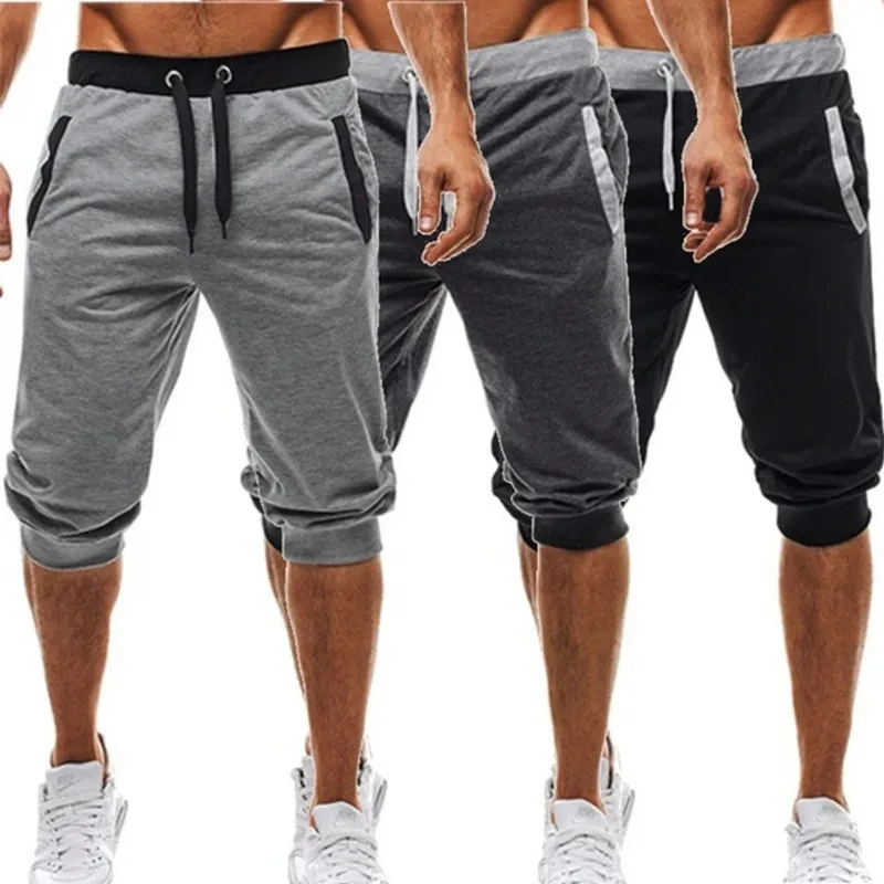 2026 Summer New Cross-Border Men's Cropped Pants for Sports, Leisure, Jogging, and Fitness with Elastic Fit M-3XL