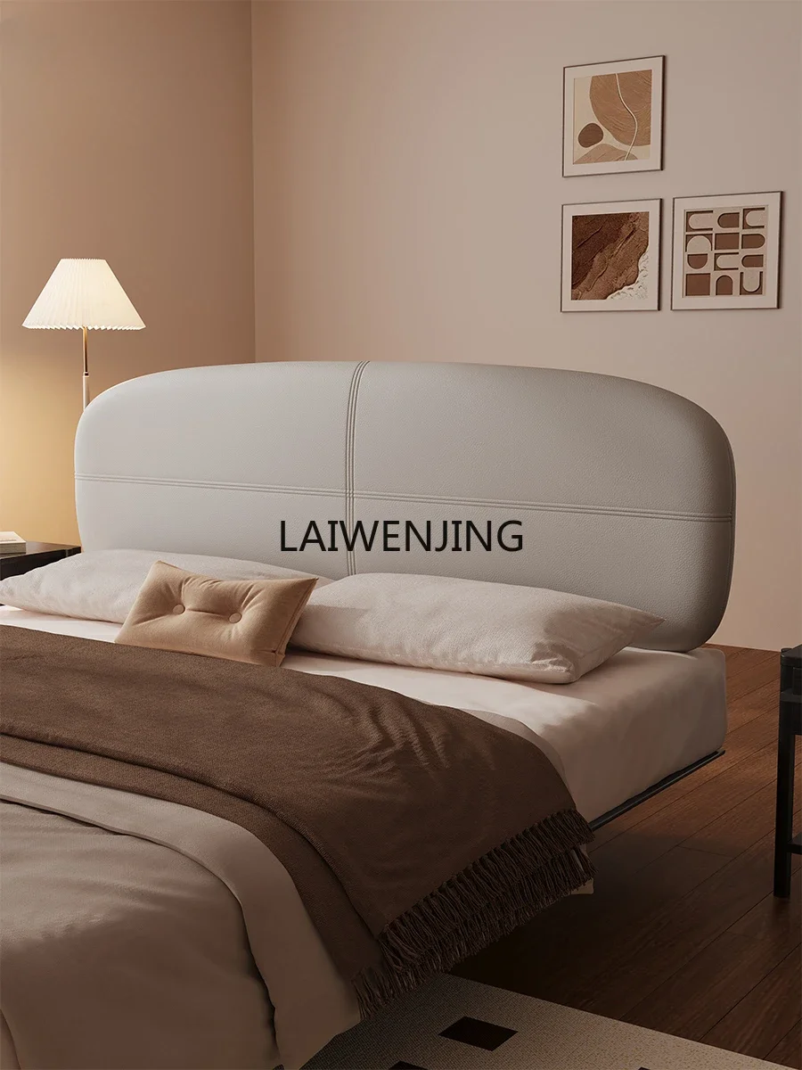 MJY leather art Italian minimalist master bedroom suspended double  luxury soft bag bed