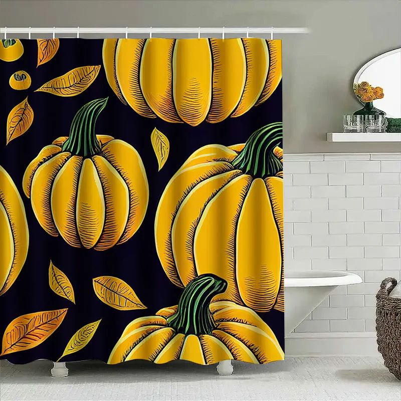 

Tuniu Pumpkin Pattern Shower Curtain Halloween Fall Decor Cute Graphic Design Home Decor
