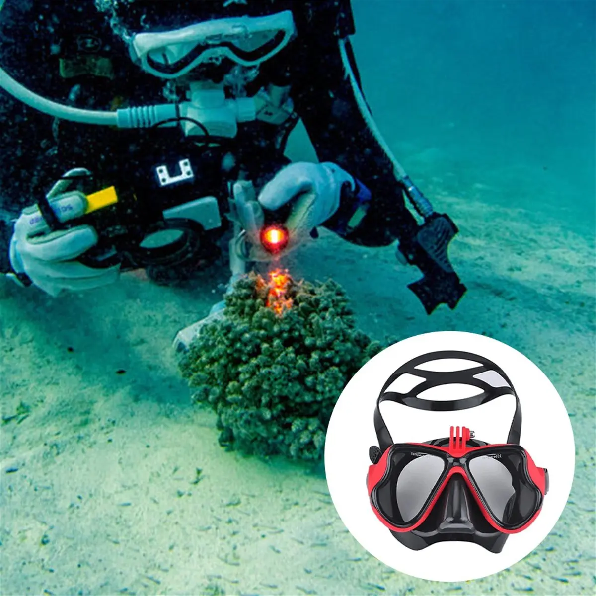 ●Professional Underwater Mask Camera Diving Mask Swimming Goggles Snorkel Scuba Diving Camera Holder for Black