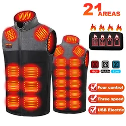 Men Women Heat Vest 21 Zone Washed Heated Jacket Smart Electrical Heated Coats Self Heated Skiing Jackets Keep Warm Accessories