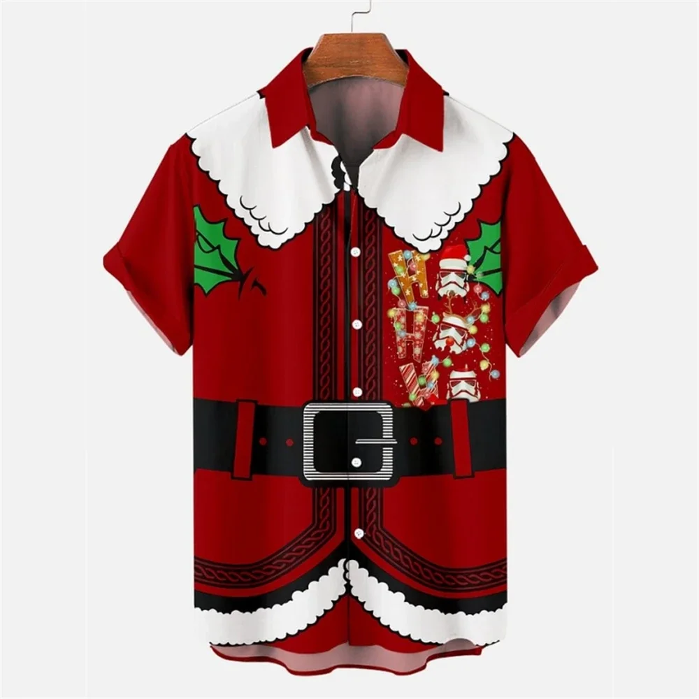 

Funny Turn Down Santa Claus Hawaiian Shirts Christmas Shirt Men Women Fashion Street Hawaiian Shirt Short Sleeve Blouse New Year