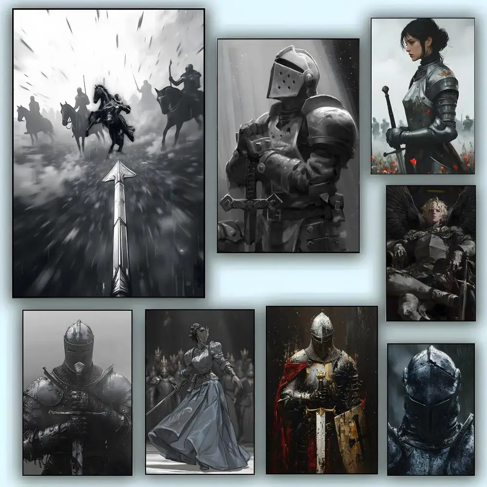 Armor full-body European warrior Poster Modern Aesthetic Wall Art Print Minimalist Poster Bedroom Living Room Home Decor Gift