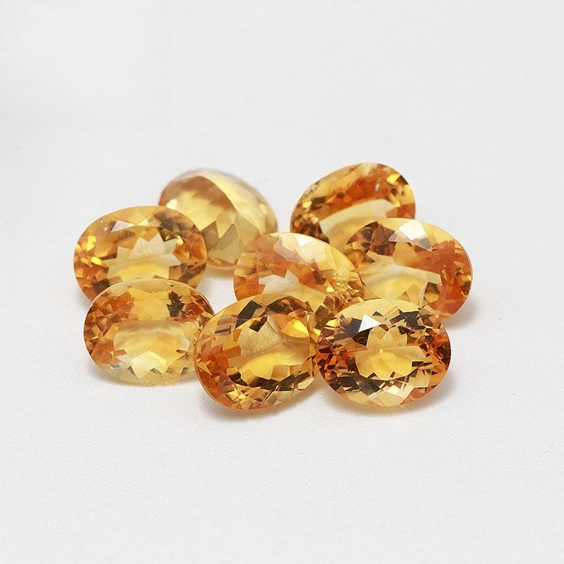 Natural Citrine Ring Face Egg-shaped Citrine Loose Stone Jewelry Inlaid Accessory with Stones